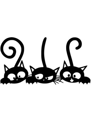 Sevimli Kediler Oto Özel Yeni Sticker Siyah 30 x 15 cm