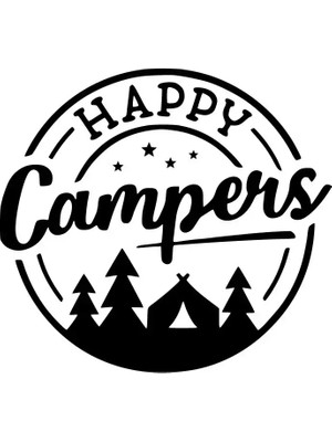 Ingilizce Mutlu Kampçılar Oto Özel Yeni Sticker Siyah 30 x 30 cm