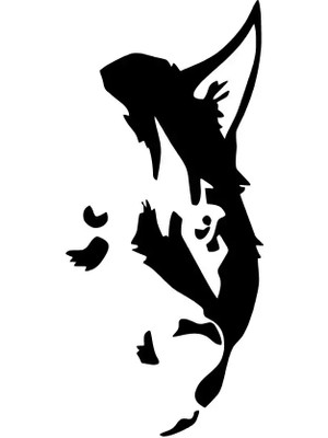 Bozkurt Silüeti Oto Özel Yeni Sticker Siyah 20 x 40 cm