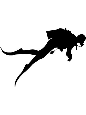 Tüplü Dalgıç Oto Özel Yeni Sticker Siyah 25 x 17 cm