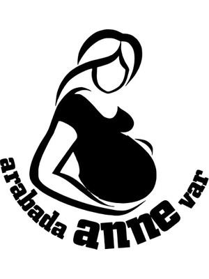 Arabada Anne Var Oto Özel Yeni Sticker Siyah 30 x 30 cm