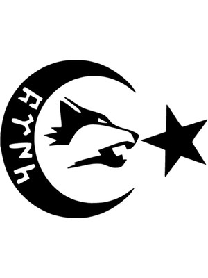 Göktürkçe Ay Yıldız Oto Özel Yeni Sticker Siyah 30 x 24 cm