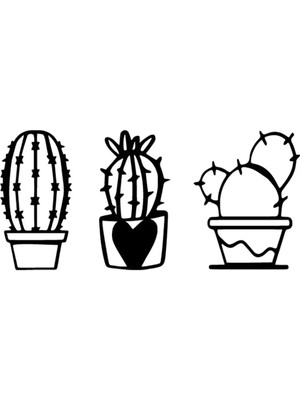 Kaktüs Seti Oto Özel Yeni Sticker Siyah 25 x 12 cm