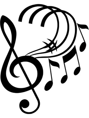 Müzik ve Notalar Oto Özel Yeni Sticker Siyah 25 x 30 cm