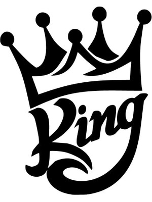Taçlı King Yazısıoto Özel Yeni Sticker Siyah 25 x 30 cm