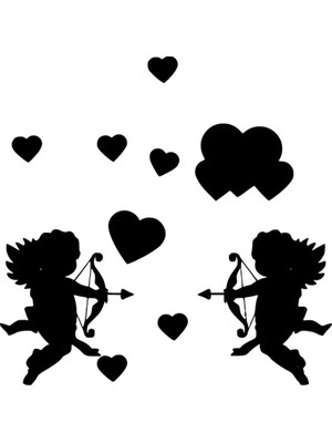 Aşk Melekleri Oto Özel Yeni Sticker Siyah 25 x 25 cm