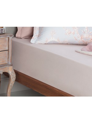 Madame Coco Manon Tek Kişilik %100 Pamuk Ranforce Lastikli Çarşaf - Pudra