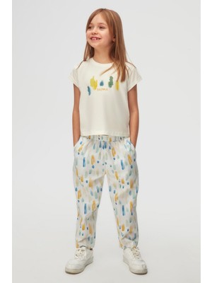 Nk Kids 58560 Kız Çocuk Ekru-Mavi Sharp Pantolon
