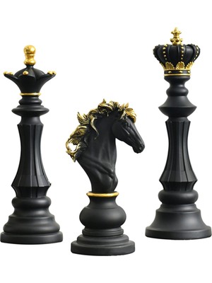 Brevity Finds Satranç Reçine Dekor Süs Ofis Figürleri Kraliçe Şövalye Heykeli Koleksiyonu Nesne Heykel Modelleri Satranç Taşları A (Yurt Dışından)