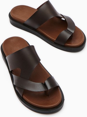 Candra Kahve Parmak Arası Kadın Terlik