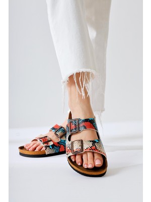 Beti Çok Renkli Çift Bantlı Terlik