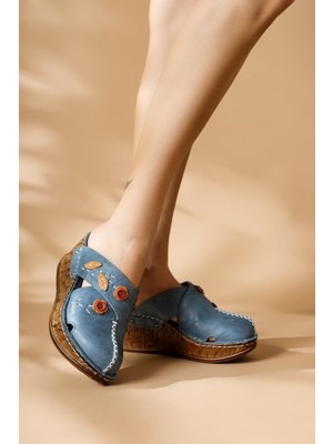 Hakiki Deri Alto Dolgu Terlik Eskitme Tabanlı Comfort Terlik