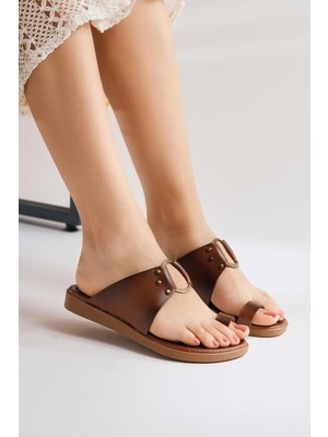 Hakiki Deri Bitania Taba Parmak Arası Terlik