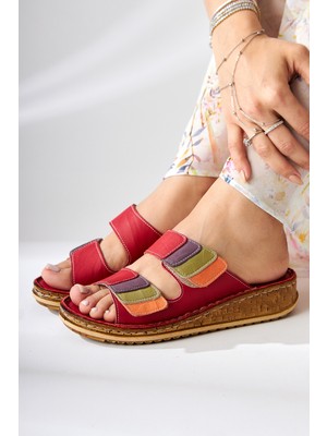 Hakiki Deri Kassid Kırmızı Comfort Terlik