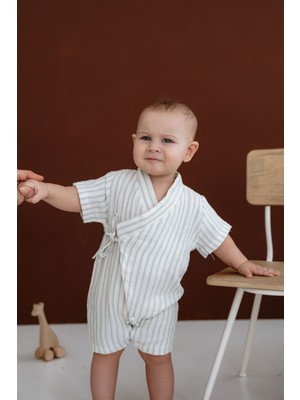 %100 Pamuk Müslin Bebek Çocuk Kimono Romper - Kısa Tulum