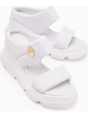 Susi Beyaz Yüksek Topuklu Pofuduk Kadın Terlik