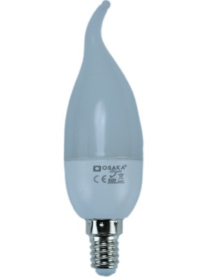 German Osaka 6W 220-240V 3000K E14 Buzlu Cam Kıvrık Uç Mum LED Buji Ampul