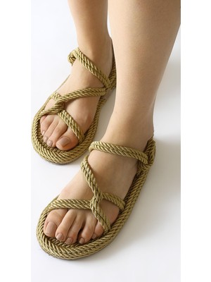 Jaylene Altın Halat Sandalet