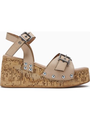 Jenni Bej Vida Detaylı Platform Topuklu Kadın Sandalet