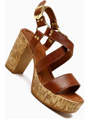 Havannah Taba Çapraz Bantlı Platform Topuklu Kadın Sandalet