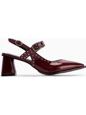 Nuria Bordo Rugan Sivri Burunlu Bantlı Kadın Sandalet