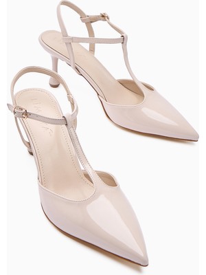 Olena Bej Rugan Burnu Kapalı Ince Topuklu Kadın Sandalet