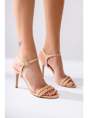 Rosetta Nud Örgü Detaylı Topuklu Sandalet