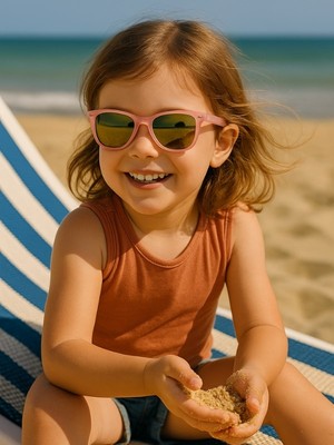 Kids Aynalı Cam Güneş Gözlüğü Pembe Çerçeve Uv 400 Korumalı Ce Belgeli