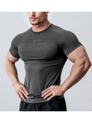 Ghassy Co. Erkek Nem Emici Hızlı Kuruyan Renk Solmayan Atletik Teknik Fitness Spor T-Shirt