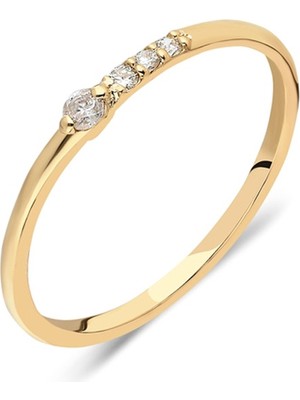 Fasek Gold 925 Ayar Gümüş-Akordion Desenli Burma Telli Sıra Taşlı Alyans Eklem Yüzüğü-Sarı Gümüş Hediye Yüzük