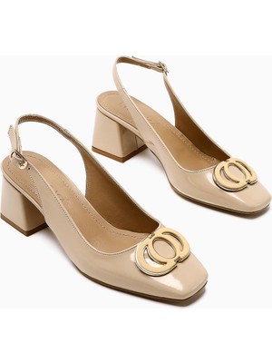 Lania Bej Küt Burunlu Toka Detaylı Kısa Topuklu Kadın Günlük Ayakkabı