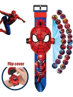 Örümcek Adam Spiderman Figür Sanrio Projeksiyonlu Çocuk Kol Saat Dijital 24 Adet Farklı Resim