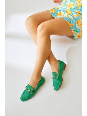Shirly Yeşil Süet Toka Detaylı Günlük Ayakkabı