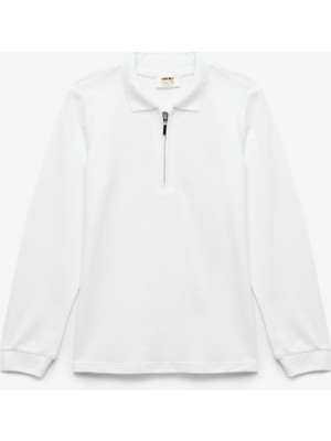 Koton Fermuar Detaylı Uzun Kollu Polo Yaka Pamuklu Tişört