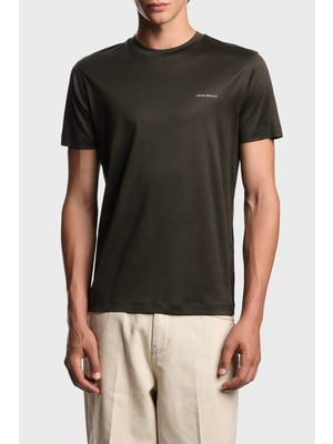 Emporio Armani Pamuk Karışımlı Regular Fit Bisiklet Yaka Logolu T Shirt Erkek T Shirt 8N1TD8 1juvz U8120
