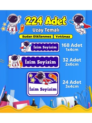 Uzay Temalı Okul Kreş Kişiye Özel Isim Etiket Seti - Model 522