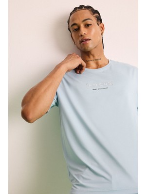 DeFacto Standart Fit Bisiklet Yaka Baskılı Esnek Kumaş Sporcu Kısa Kollu Tişört C9268AX25SM