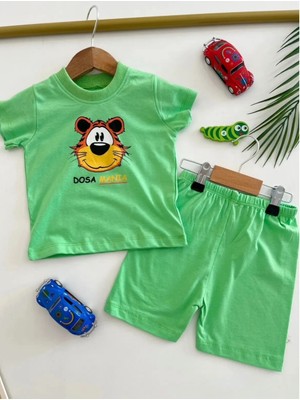 Dosa Mania Baskılı Açık Yeşil Alt-Üst Erkek Takım %100 Pamuk