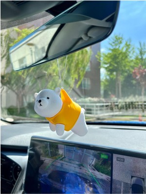 Hisconcept Sevimli Ayıcık Sarı Renk Araba Ayna Süsü Kolay Montaj ve Dayanıklı Yapı