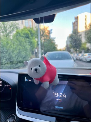 Sevimli Ayıcık Şeker Pembe Araba Ayna Süsü - Dikiz Aynası Süsü Tasarım