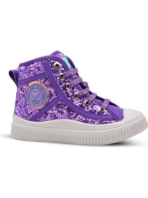 Magic Kız Çocuk Pullu ve Bağcıklı Lila Rengi Sneaker