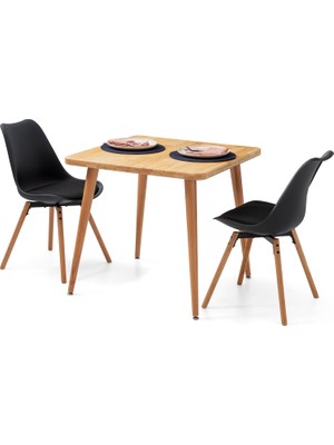 Bensett Kitta Yemek Masası, %100 Masif Ahşap, 80X80 cm, Naturel