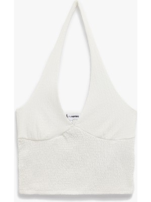 Koton Slim Fit Kolsuz Bürümcük Halter Yaka Bluz