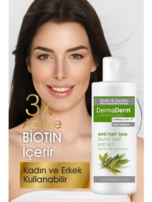 Dermaderm 2 Adet Biotin ve Keratin Etkili Defne Özlü Şampuan 2 x 250 ml