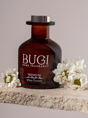 Bugi Home Collection White Flowers Ev Oda Ortam Kokusu, Çubuklu Oda Kokusu Beyaz Çiçekler Çiçeği 150ML