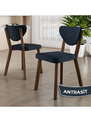 Arfe Serisi 4 Adet Antrasit Mutfak Sandalyesi Ahşap Kaplama 1. Sınıf Babyface Kumaş
