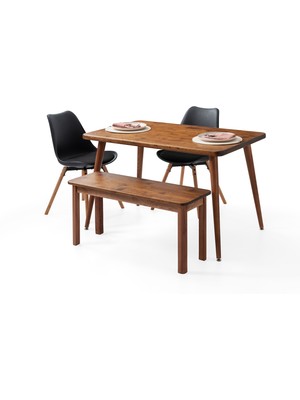 Bensett Kitta Yemek Masası, %100 Masif Ahşap, 120 x 75 cm, Ceviz