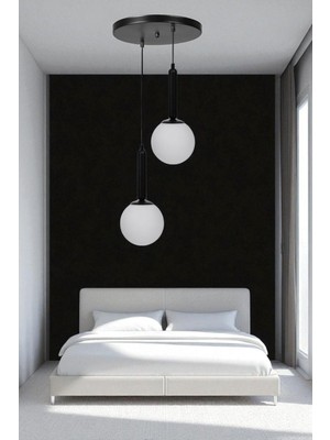 Sezgi 2 Li Tepsili Siyah Beyaz Camlı Sarkıt