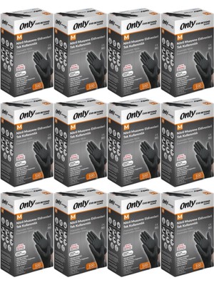 Only Evo Beyond Glove Nitril Siyah Pudrasız Muayene Eldiveni 1200 Lü Set M- Medium - Orta (12PK*100)