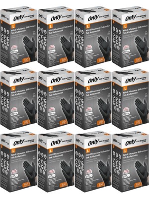 Only Evo Beyond Glove Nitril Siyah Pudrasız Muayene Eldiveni 1200 Lü Set L- Large - Büyük (12PK*100)